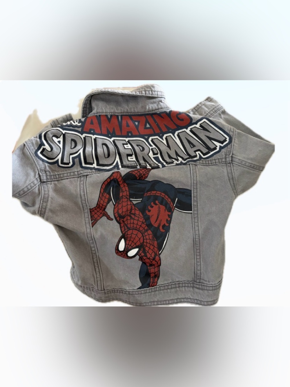 Marvel Kids' Gray Jean Jacket with Spider Emblem - Picture 2 of 3